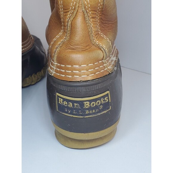 LL Bean Boots Mens 8" Size 10 M Unlined Hunting Duck Brown Leather Lace Up - Picture 6 of 8